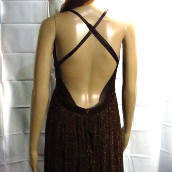 NEW Brown Copper Metallic Maxi Dress - Picture 3 of 5